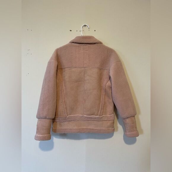 APPARIS Anne Faux-Shearling Moto-Style Jacket Pink - Picture 6 of 14